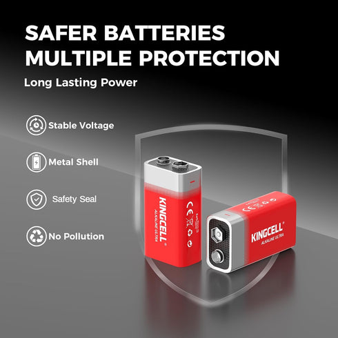 KINGCELL 9V 8 Pack, 9 7-Year 9v Batteries Alkaline Hight Performance Volt Battery with Shelf LifeLong-Lasting Power