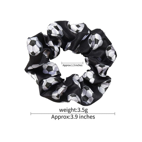 Soccer Cheer Stain Hair Scrunchies for Hair - 2Pcs Football Print Silk Hair Scrunchies for Girls Soccer Silk Hair Ties Hair Band Ponytail Holder Bracelet Ropes Hair Accessories for Women