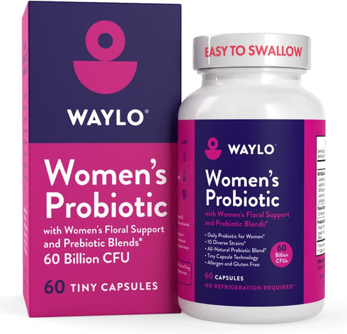 Probiotics for Women - 60 Capsules, Easy to Swallow Tiny Capsule with Prebiotics, 60 Billion CFUs