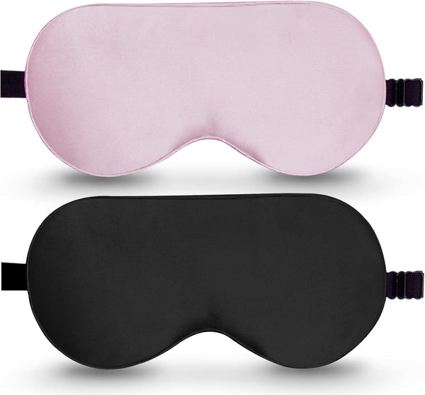 BeeVines Sleep Mask, 2 Pack 100% Real Natural Pure Silk Eye Masks with Adjustable Strap for Sleeping, Mulberry Silk Eye