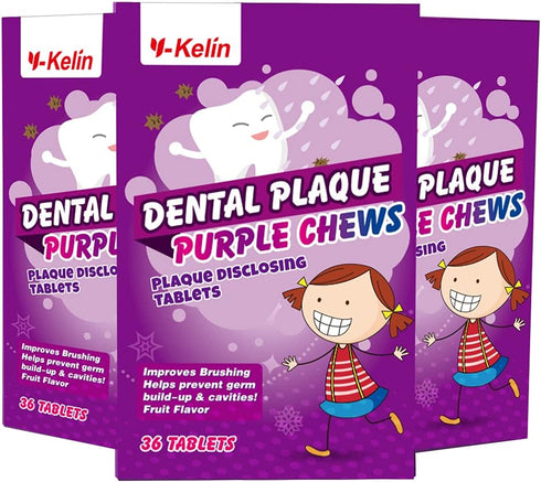 Dental Plaque Disclosing Tablets for Kids & Adults - Shows Plaque by Changing Color, 36 Count