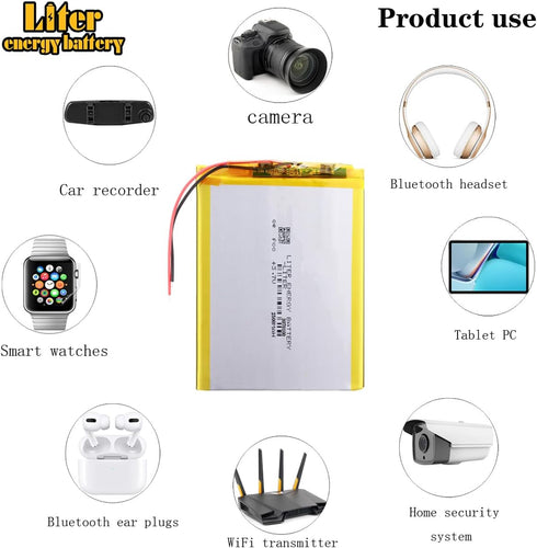 Liter energy battery 3.7V 2500mAh 3070100 Pack Liter Lipo Battery Rechargeable Lithium Polymer ion Battery with Two