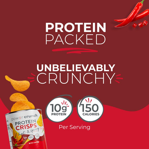 Power Crunch Protein CRISPS - Hot & Spicy Potato Style Protein Chip, 10g Protein, Pack of 6