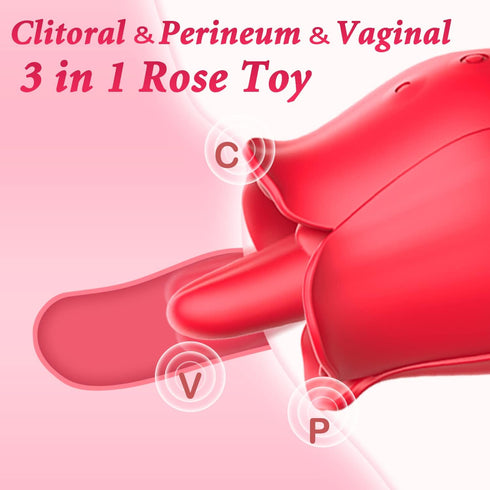 Visetoyz 9 Rose Toy Vibrator for Women, Tongue Licking Mini Clitoral Vibrator Stimulator with Vibrating Pleasure