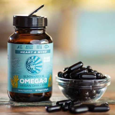Sunwarrior Vegan Omega 3 DHA & EPA Supplement, Algal Oil for Brain, Eye, Joint & Heart Health (60 Count)