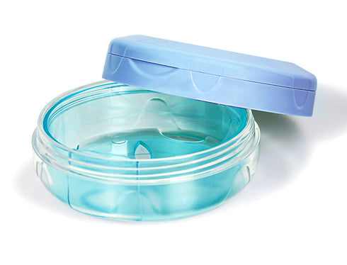 Leak Proof Dental Retainer Case for Travel, Denture Cleaning Case with Mirror, Blue