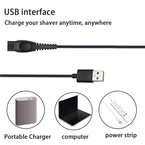 INVODA Shaver Charger for Norelco HQ8505, USB Power Cord 5V Replacement Charging Cable