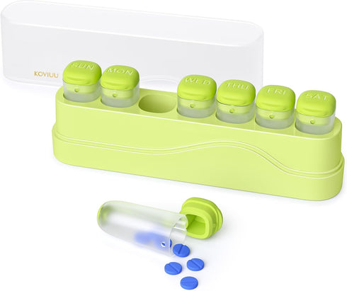 Weekly Pill Organizer, KOVIUU Removable Pill Box 7 Day, Portable Travel Case for Vitamins, Green