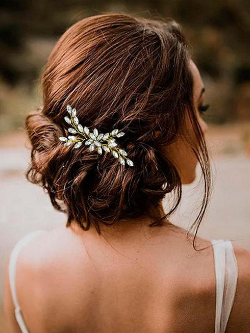 Unicra Bride Wedding Crystal Hair Pins - Bridal Hair Accessories for Women (Gold, Pack of 1)