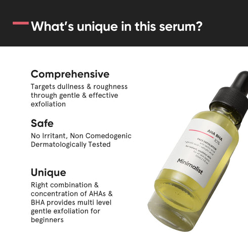 Minimalist 10% AHA & BHA Exfoliating Serum - Mildly Exfoliates for Radiant Skin for Women & Men (1 Fl Oz)