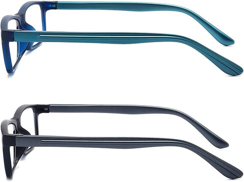 Reading Glasses, Blue Light Blocking for Men Women, Rectangular Frame Computer Readers with Spring Hinge