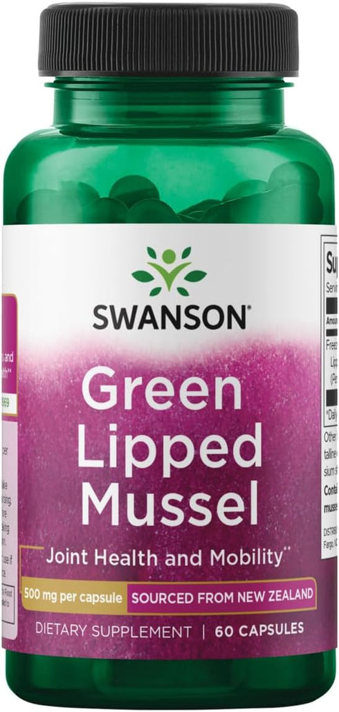 Swanson Green Lipped Mussel (Freeze-Dried), New Zealand Joint Health & Mobility Supplement, 60 Capsules