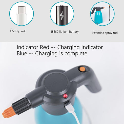 Electric Spray Bottle 2L/ 0.5 Gallon Automatic Plant Mister Spray Bottle for Indoor/Outdoor Plants, Rechargeable Battery Powered Sprayer for Garden, Fertilizing, Cleaning