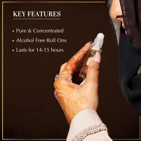 Set 6 6ml Dukhni Mixed Attar Oil | Rollerball perfumes x | Best Arabic Perfumes for Men & Women | Pure Oudh Musk