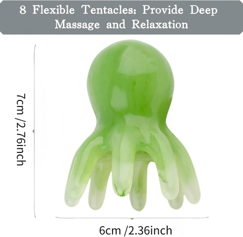 KINTEGOOD 8 Large Size Octopus Head Massager Scalp Scratcher Deep Massage Tools, Tentacles Acupressure Gua Sha Manual