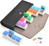 Lit-Pack Weekly Pill Organizer, 7-Day Medicine Box, 2-3-4 Times Daily, Black Leather Travel