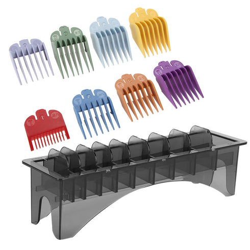Rectangular Plastic Comb Storage Box, 10 Grid Clipper Guard Holder with Universal Base Tools for Barbershop