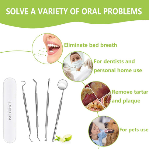 Dental Tools, Professional Teeth Cleaning Oral Care Hygiene Kit, Stainless Steel Dental Pick Tooth Scraper.
