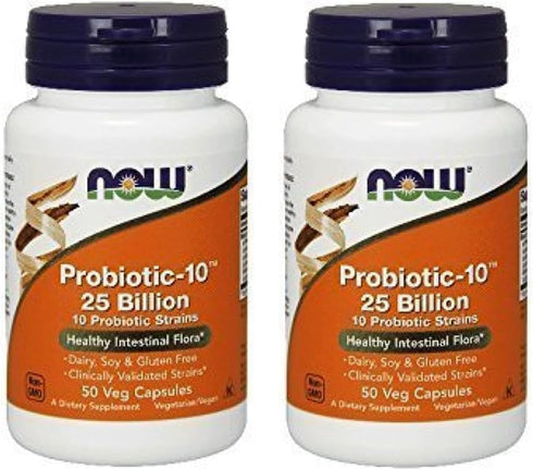 Now Probiotic-10, 25 Billion, 50 Count, Pack of 2