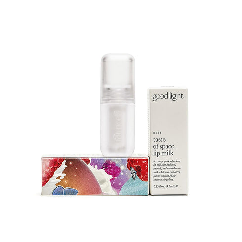 Good Light Taste of Space Lip Milk, Vegan Lip Care, Delicious Raspberry Flavor, 0.15 Fl Oz, Helps Smooth & Nourish Lips
