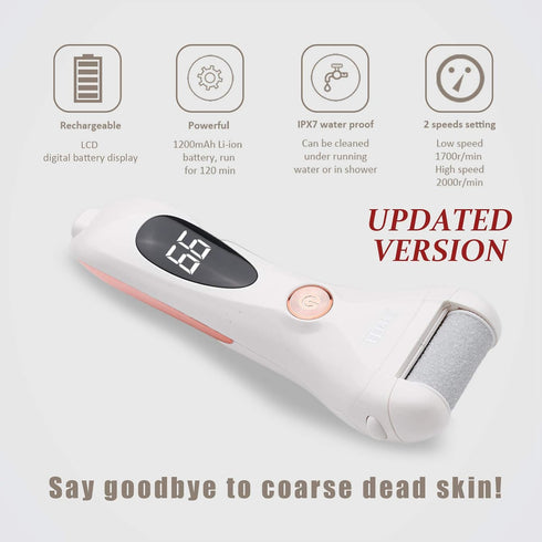 Rechargeable Electric Callus Remover for Feet, Professional Waterproof Pedicure Tools for Cracked Heels and Dead Skin