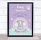 The Card Zoo Elephant Purple New Baby Birth Details Nursery Christening Keepsake Gift Print