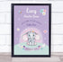 The Card Zoo Elephant Purple New Baby Birth Details Nursery Christening Keepsake Gift Print