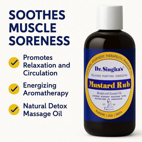 Dr. Singha's Mustard Rub, Original Ayurvedic Massage Oil, Relaxing, Purifying, Energizing, 6 oz, Made in USA
