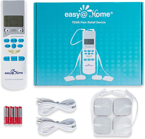 Easy@Home TENS Unit - Electronic Pulse Massager for Pain Relief, FSA Eligible Home Use Device Gift for Parents