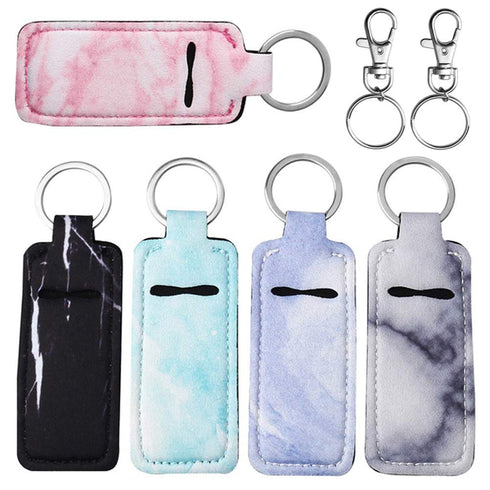 Pengxiaomei 5 Pcs Chapsticks Holder Keychain, Lip Balm Holder for Women, Stocking Stuffers for Lipstick