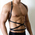 ROIEIIR Mens Leather Restraint Body Harness, Punk Gothic Chest Harness with Adjustable Waist & Shoulder Straps, Fashion