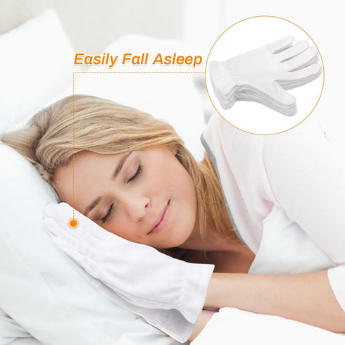 Selizo 6 Pairs 100% White Cotton Gloves for Eczema, Moisturizing Overnight Spa Lotion Gloves