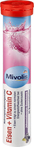 Mivolis Iron + Vitamin C Effervescent Tablets - Dietary Supplements 4 Packs x 20 pcs | Germany