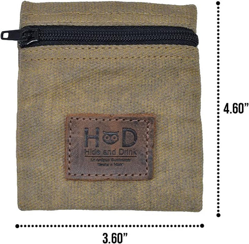 Hide & Drink, Water Resistant Waxed Canvas Condom Pouch, Change Valuables Tech Pocket Purse, Classic Partner Gift
