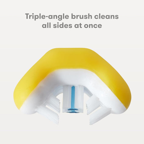 Frida Baby Training Toothbrush for Toddlers, Soft Silicone Bristles, Easy-Grip Handle, Yellow