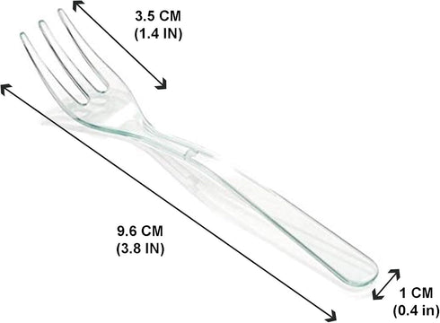 LORESO Clear Mini Plastic Forks - Tasting Mini Forks 100CT, 3.8 Inches, BPA Free, Reusable for Fruit and Dessert
