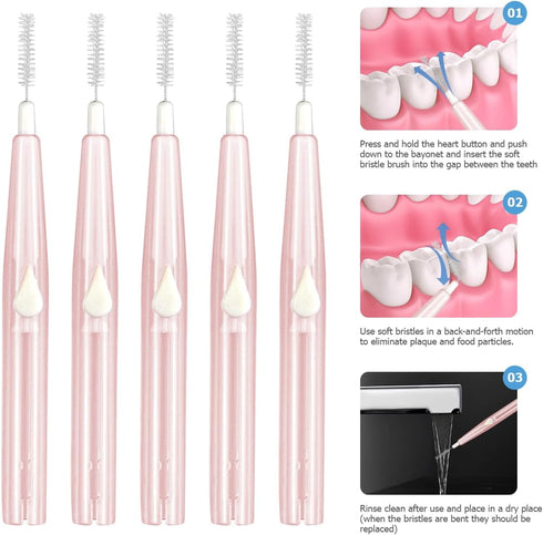 60PCS Interdental Brush: Push-Pull Type Slim Tooth Cleaning Tool for Oral Dental Hygiene, Soft Toothpick Cleaners