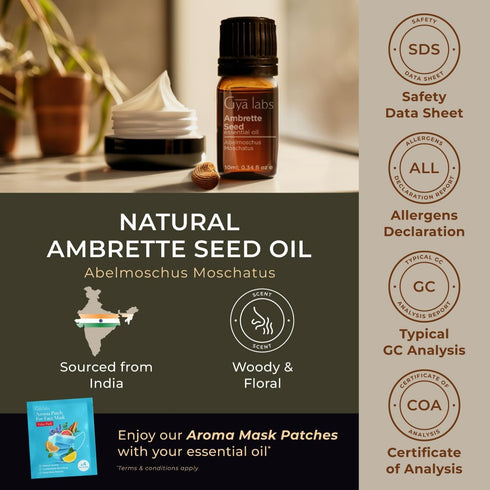 Set Set 2x0.34 oz Ambrette Seed & Rose Otto Essential Oils for Skin - Aromatherapy Grade Essential Oils - fl - Gya Labs