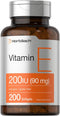 Horbaeach Vitamin E Supplement, 200 IU (90 mg), 200 Softgel Capsules, Non-GMO, Gluten Free Formula