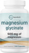 Magnesium Glycinate 500mg, 240 Capsules, 100% Chelated for Max Absorption, Support for Sleep, Muscle & Heart Health