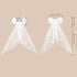 SWEETV Bridal Hair Bow Veil - White Bow Clip, Pearl Accessories for Bachelorette Party, Bridal Shower Gift