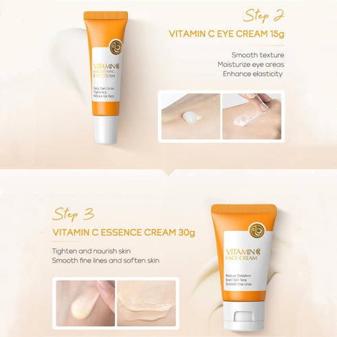 Skincare Set Gifts for Teen Girls - Vitamin C Travel Size Skin Care Set, Includes Face Serum, Eye Cream, Face Cream