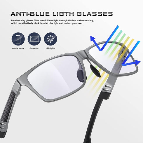 Blue-Light-Blocking Glasses for Men/Women, Gaming Glasses Computer Screen Eyeglasses with Metal Frame