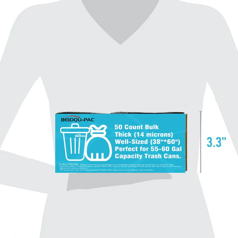 55-60 Gallon Trash Bags - 50 Count Bulk, Heavy Duty Clear Plastic Recycling Bags for Home, Commercial, Outdoor Use