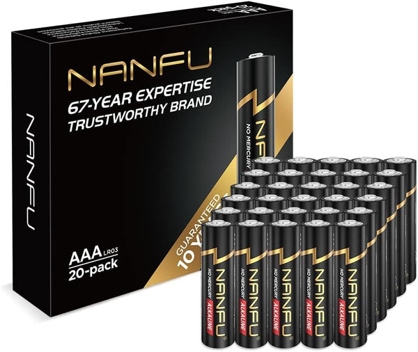 NANFU AAA Alkaline Batteries, 20 Count