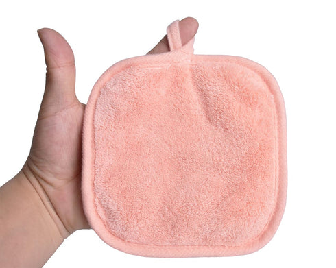 Reusable Makeup Remover Cloths - Soft Microfiber Facial Cleansing Pads for Face, Eye, Lips (12 Pack, Coral)