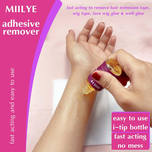 MIILYE Wig Glue Remover - 2 Bottles Tape in Hair Extensions Solvent for Adhesive Residue, Lace Front Wig, and Cosmetic