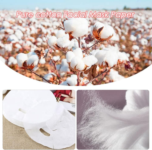 Pure Cotton Facial Mask Paper, Natural Spa Skin Care Pre-cut Facial Sheet Mask (100 Pcs)