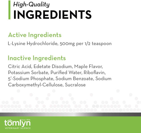 Tomlyn Immune Support L-Lysine Supplement: Maple-Flavored Gel for Cats and Kittens, 5oz