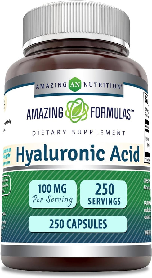 Amazing Formulas Hyaluronic Acid - 100mg, 250 Capsules, Non-GMO & Gluten Free